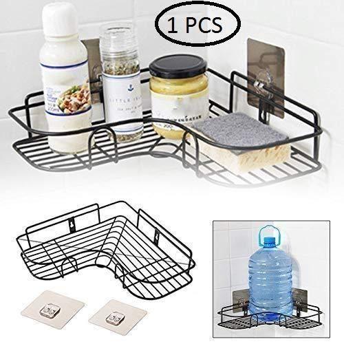 Kitchen Organiser Corner Shelf - Wall Mount Stainless Steel Storage Rack ( Pack of 1 )